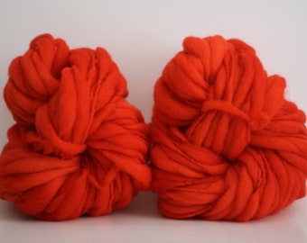 Super Bulky Hand Spun Thick and Thin Yarn Bulky Wool Slub Hand Dyed TtS™ Hot Sauce