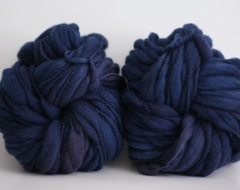 HandSpun Yarn Super Bulky Chunky Thick and Thin Wool Slub Hand Dyed tts(tm) VDC Blue