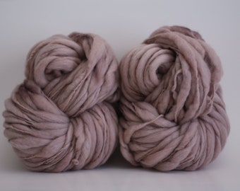 Super Bulky Hand Spun Thick and Thin Yarn Bulky Wool Slub Hand Dyed TtS™ Half-pounder Mauve Frost