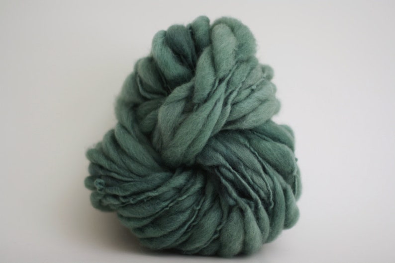 HandSpun Wool Yarn Thick and Thin Bulky Chunky Slub Hand Dyed TTS™ Retro Eucalyptus image 2