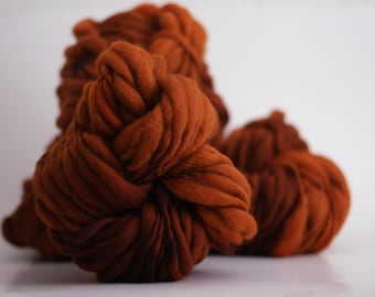 Thick and Thin Yarn Super Bulky HandSpun Wool Slub  Hand Dyed Tts™ Sienna Matte