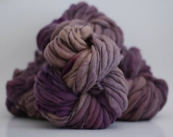 Thick and Thin Yarn Hand Spun Bulky Chunky Wool Slub  Hand Dyed tTs™ Ametrine