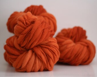 Yarn Chunky Hand Spun Thick and Thin Wool Slub Hand Dyed tts™ Hessonite