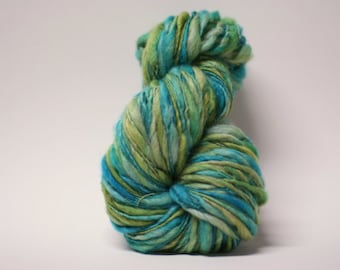 Merino Thick n Thin Yarn Hand Spun Bulky Self-striping Wool Slub  Hand Dyed tts(tm) BFLS16001x