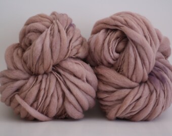 HandSpun Thick and Thin Wool Yarn Chunky Slub Hand Dyed tts™ Super Bulky Half-pounder Pale Blush