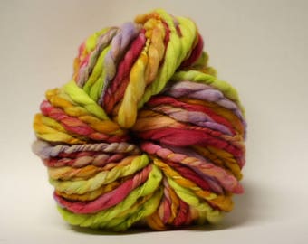Thick and Thin Yarn Hand Spun Wool Superfine Merino Slub tTs(tm) Hand dyed Triple Ply Extra Super Bulky LR TP 17008