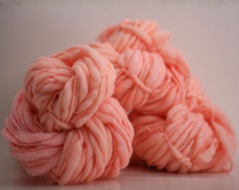 Yarn Chunky Hand Spun Thick and Thin Wool Slub Hand Dyed tts™ Pink Honeydew
