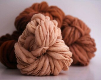 Thick and Thin Yarn Super Bulky HandSpun Wool Slub  Hand Dyed Tts™ Red Barite