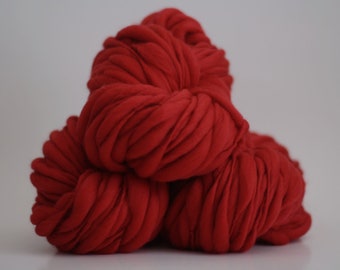 Hand Spun Thick and Thin Yarn Red Merino Wool Slub tTS™