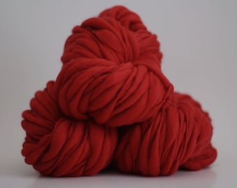 Hand Spun Thick and Thin Yarn Red Merino Wool Slub tTS™