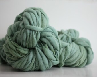 HandSpun Thick and Thin Wool Yarn Chunky Slub Hand Dyed tts™ Celadon