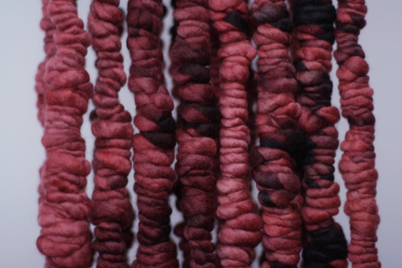 Coil Spun Coilspun Yarn Super Bulky Handspun Art Chunky Wool Reds image 3