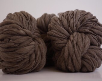 Thick and Thin Hand Spun Yarn Base Bare For Dyeing Wool Slub tts™ Bulky Chunky Bulk Undyed Lot-of-3-skeins Driftwood