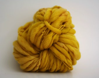 HandSpun Thick and Thin Yarn Bulky Chunky Wool Slub  Hand Dyed TTS™ Yellow Oxide