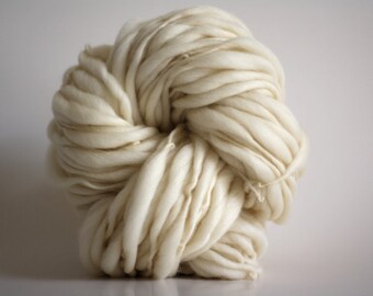 Thick and Thin Yarn Hand Spun Wool Raw Base Bare Dyeing Slub TtS™ Bulk Ecru Natural White Undyed