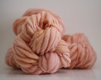 Super Bulky Handspun Yarn Thick and Thin Wool Slub  Hand Dyed Tts™ Warm Peach