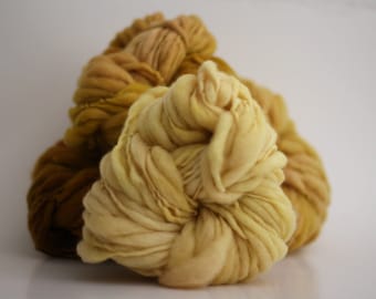 HandSpun Thick and Thin Yarn Bulky Chunky Wool Slub  Hand Dyed TTS™ Gilded