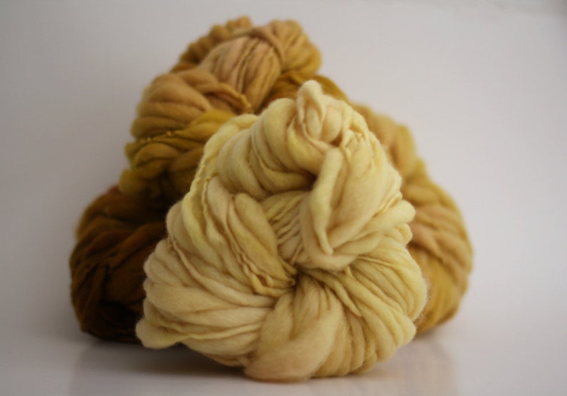 HandSpun Thick and Thin Yarn Bulky Chunky Wool Slub Hand Dyed TTS™ Gilded image 5