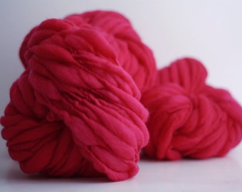 Yarn Chunky Hand Spun Thick and Thin Wool Slub Hand Dyed tts™ Rose Poppy