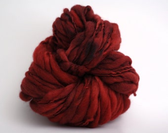 Super Bulky Thick and Thin Wool Yarn Chunky Hand Spun Slub Hand Dyed tts™ Velvet Red