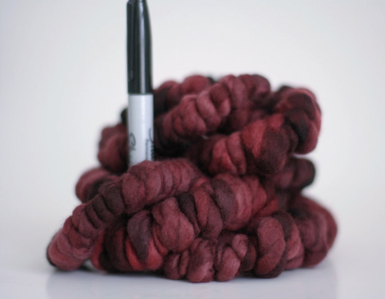 Coil Spun Coilspun Yarn Super Bulky Handspun Art Chunky Wool Reds image 1