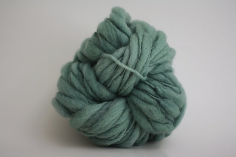 HandSpun Wool Yarn Thick and Thin Bulky Chunky Slub Hand Dyed TTS™ Retro Eucalyptus image 3