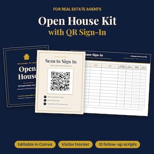 オープンハウス受付シート、QRコード受付、不動産業者向けオープンハウスキット、不動産オープンハウス看板、フォローアップスクリプト、Canvaテンプレート