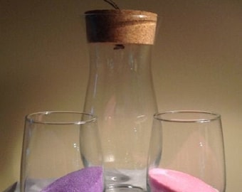 Unity Sand Ceremony Set avec Cork Topper. Hana /Stemless Wine/Sand Versing vase - Personnalisé