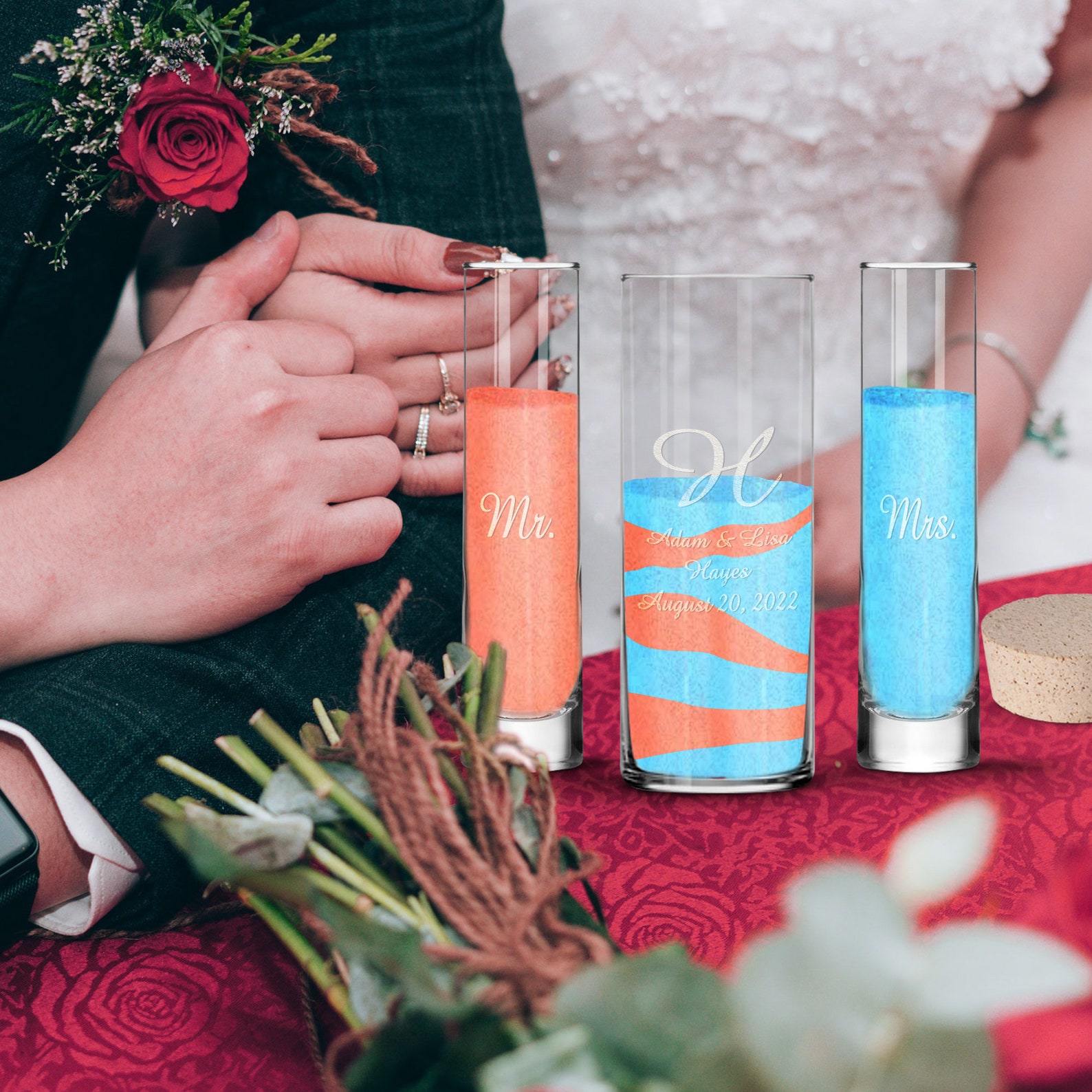 Personalized Monogram Unity Sand Ceremony Set, Reception Ceremony Unity ...
