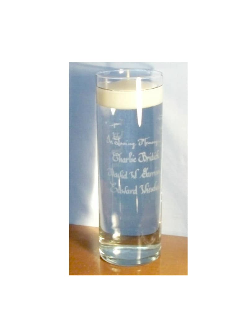 Personalized Cylinder Vase with Floating Candle Free Etching image 2