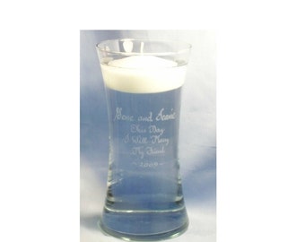 Personalized  Curved Memorial Vase with a  Floating Candle