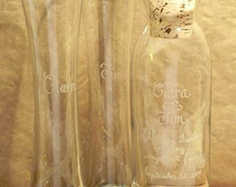 Personalized Unity Sand Ceremony,Elegance with cork stopper and curved side vases