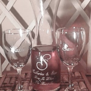 Decanter and Wine Glass  Set -  -Personalized