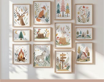 Plus de 70 oeuvres d'art murales en bois pour chambre d'enfant - Impressions de chambre d'enfants, Décoration de chambre de bébé, Salle de jeux lumineuse, Impressions éclectiques, Illustrations fantaisistes