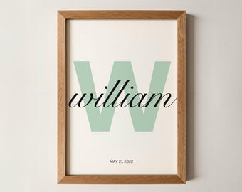 Custom initial print name printable personalized name print personalized initial name print name print nursery print custom birth print