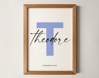 Custom initial print name printable personalized name print personalized initial name print name print nursery print custom birth print