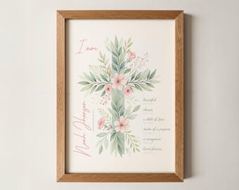 Personalized Baptism Prayer Print Christening Gift Custom Baby Name Wall Art Christian New born First birthday gift Godchild Baptism Sign
