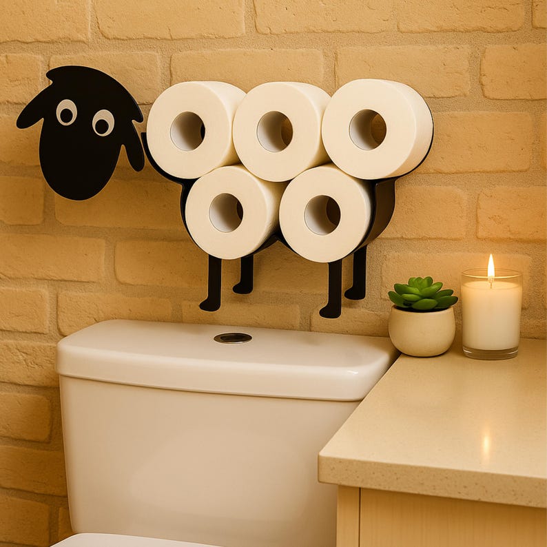 Black Metal Sheep Toilet Paper Holder Wall or Floor Mount – Cute ...