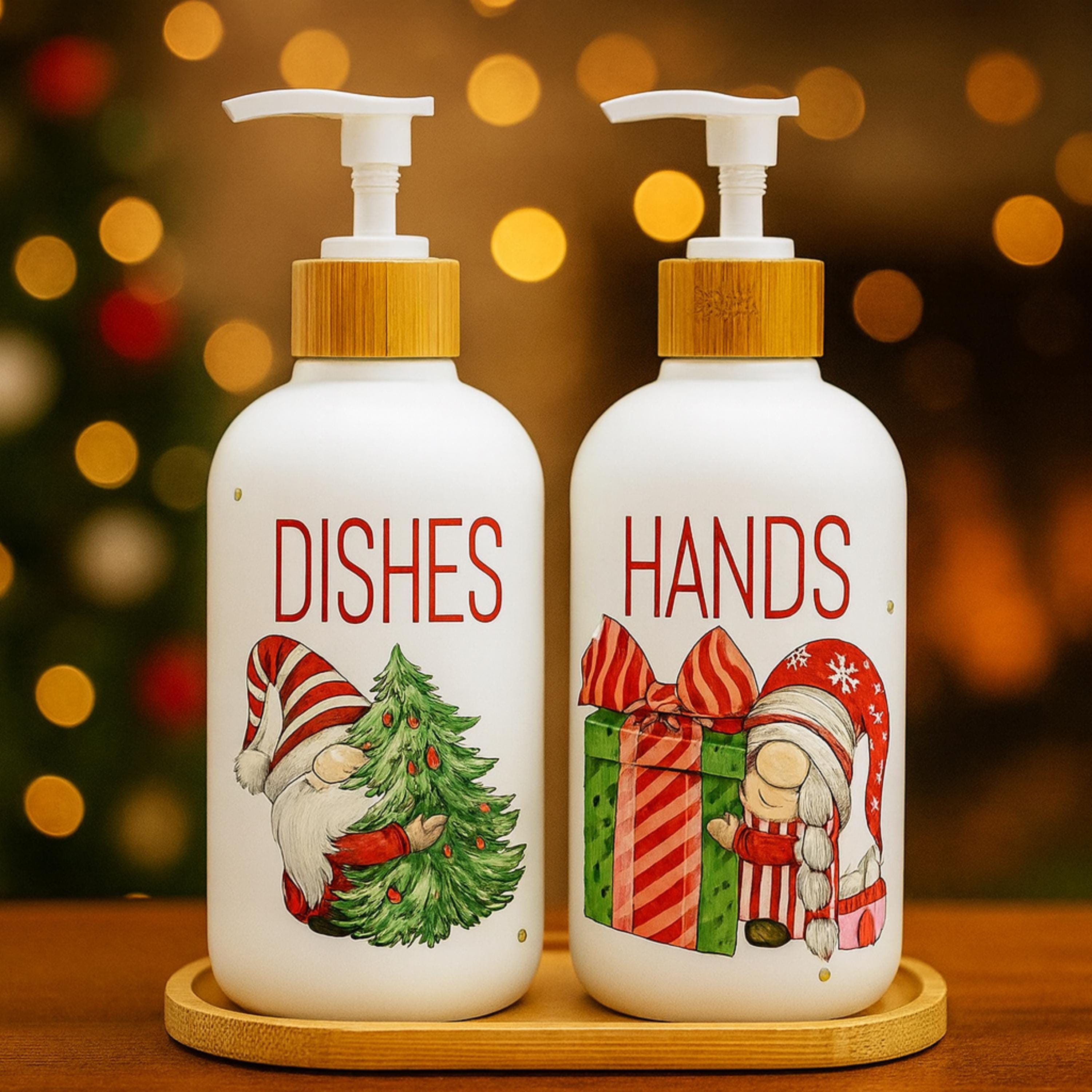 Set Dispenser Sapone Natalizio, 3 Pezzi Con Motivi Pupazzo Di Neve, Babbo Natale E Albero, Ricaricabili, Per Bagno E Cucina