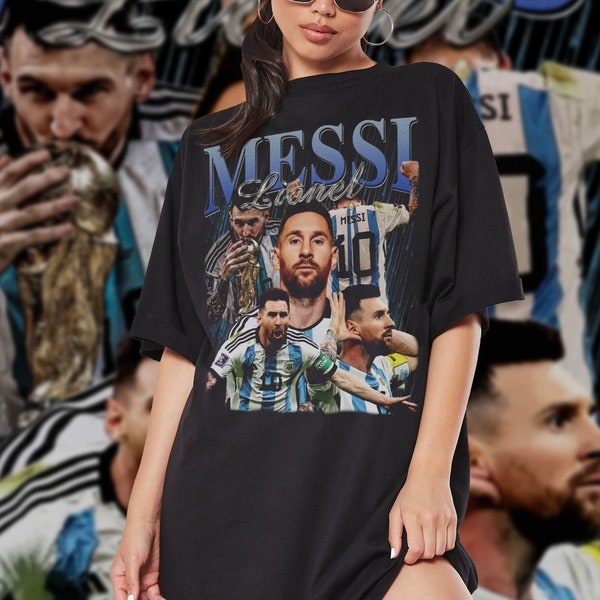 Camiseta Lionel Messi - Camisa Messi Bootleg - Camisetas gráficas vintage de los años 90 - Camisa retro - Camisa rap - Lionel Messi Merch