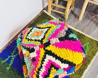 Fodera per pouf berbero in lana, stile marocchino colorato (60x60x20 cm)