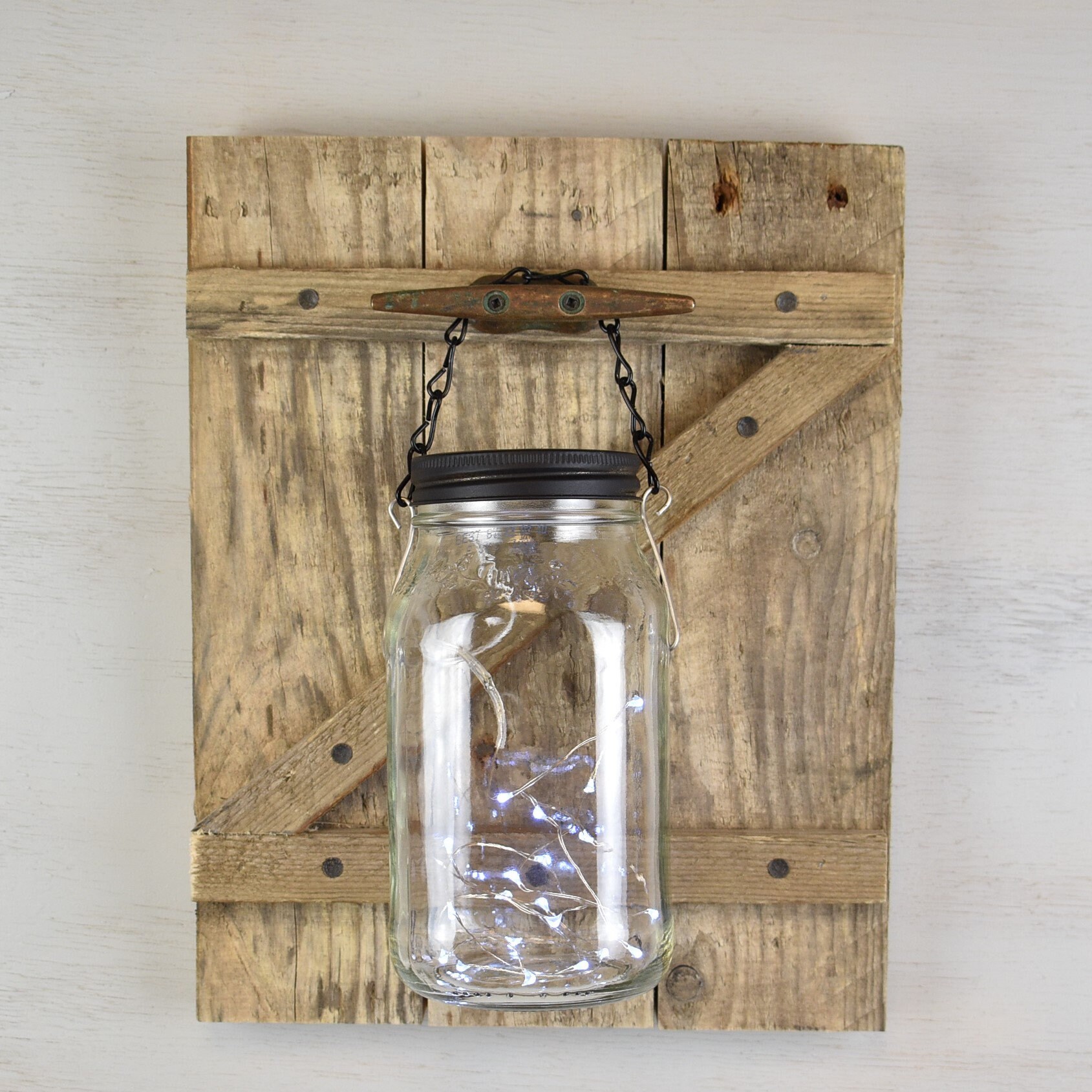 Farmhouse Wall Décor Mason Jar Sconce Pallet Wood Z Barn Door - Etsy