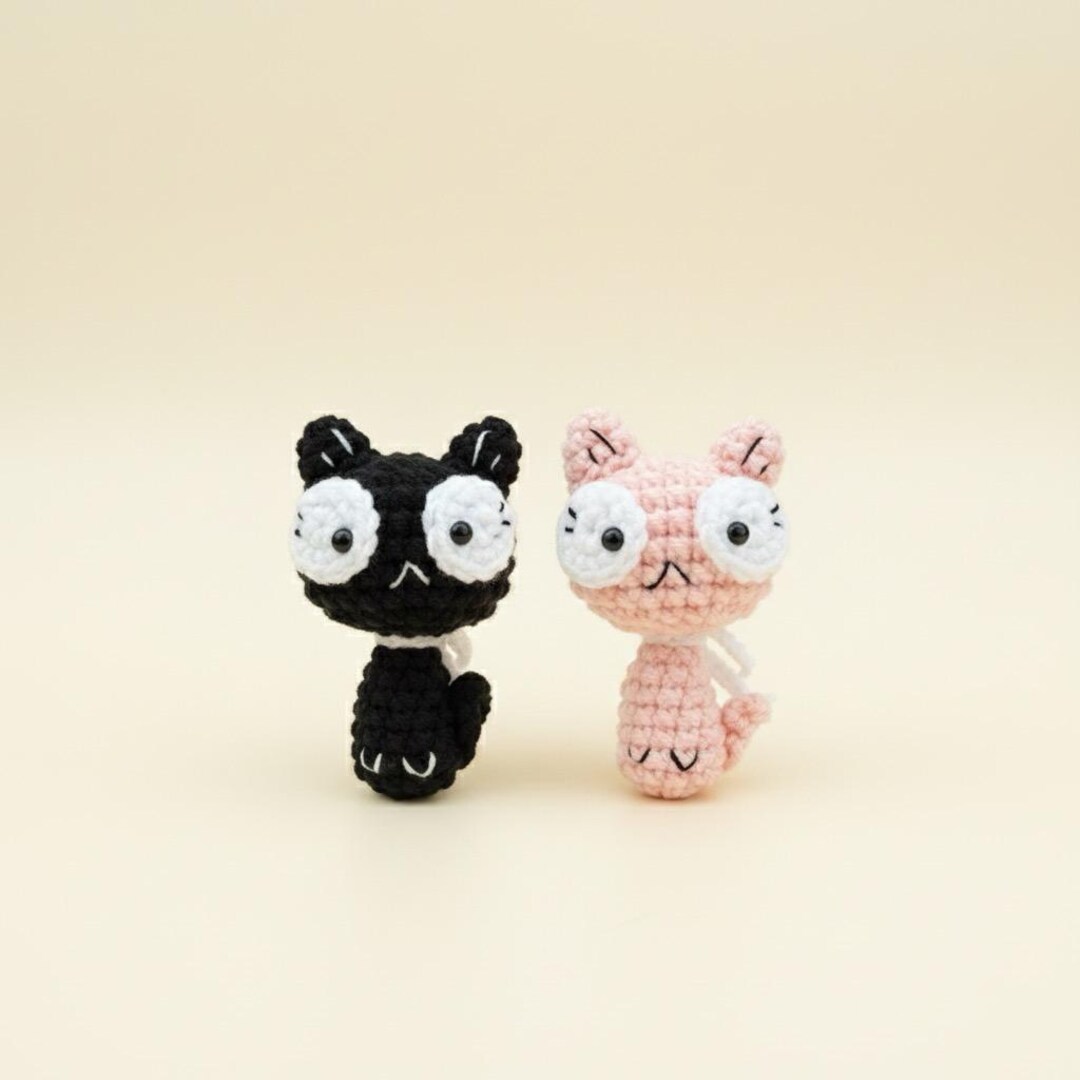Wacky Crochet Cat Keychain | Silly Kitty Bag Charm | Funny Striped Cat ...