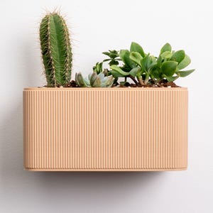 Rechteckiger Wand Blumentopf mit Tropfschale, Pflanzengefäß für Sukkulenten Kakteen, modernes Wanddekor, modern, Zimmerpflanzen Deko