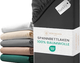 Spannbettlaken 100% Baumwolle, weich & atmungsaktiv, 30 cm tiefe Tasche, Größen 90–200x200 cm, Farben perfekter Sitz für Matratzen aller Art