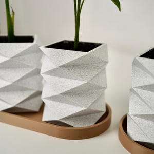Origami planters Pflanzgefäß Set Blumentopf 3D Druck modern minimalistisch, Zimmerpflanzen Deko, modernes Wohnaccessoire