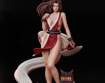 Scarlet Flame Kunoichi STL | Fan Dancer Ninja Girl 3D Print Figurine (STL Download)