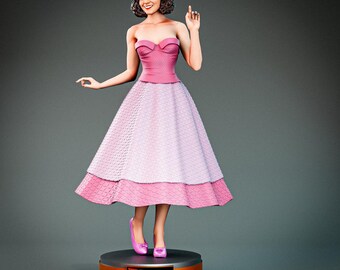 Retro Vintage Girl STL 3D Print Figurine | Classic Beauty STL Model 3D Print Figurine | Anime STL File 3D Print Figurine
