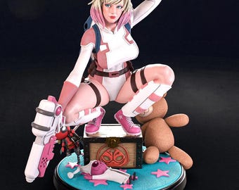 Pink Chaos Heroine STL File | Comic Anti Hero Girl STL | 3D Print Figurine STL Model | Dual Weapon Waifu Stl 3D Print Figurine
