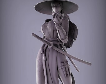 Samurai Woman STL | Samurai Woman 3D Print Figurine STL | Samurai Woman STL Model for 3D Print Figurine | Female Samurai Stl 3D Printer File